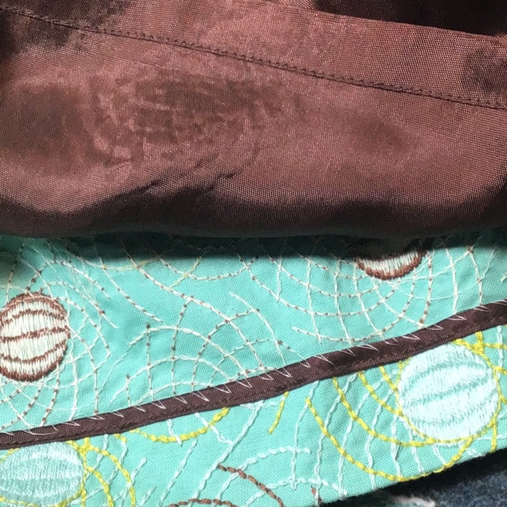 Kathlin Argiro Atelier Turquoise Abstract Embroidered Lined A-Line Skirt Sz 8 - Picture 7 of 11